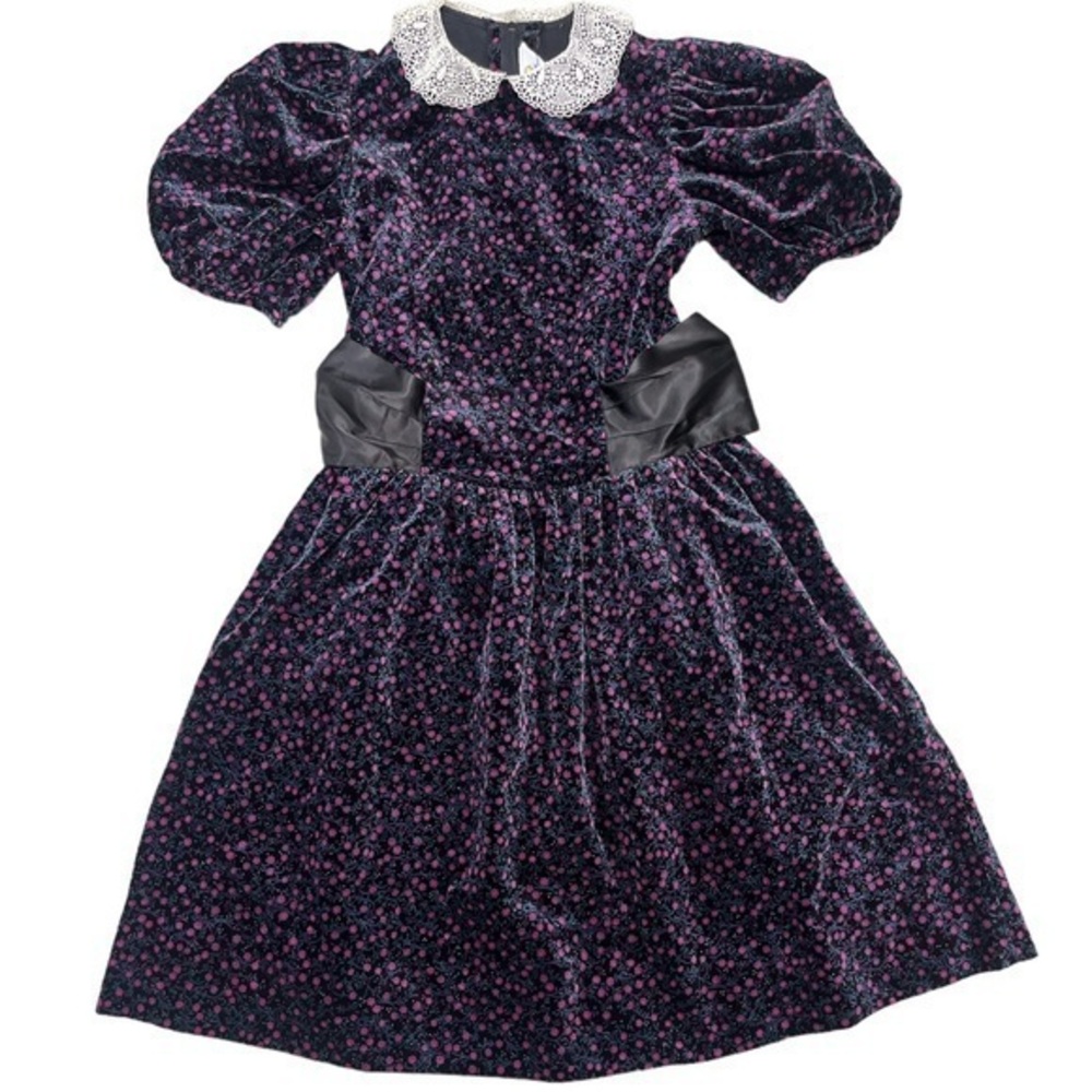 Vintage Florence Eisman floral velvet dress 12